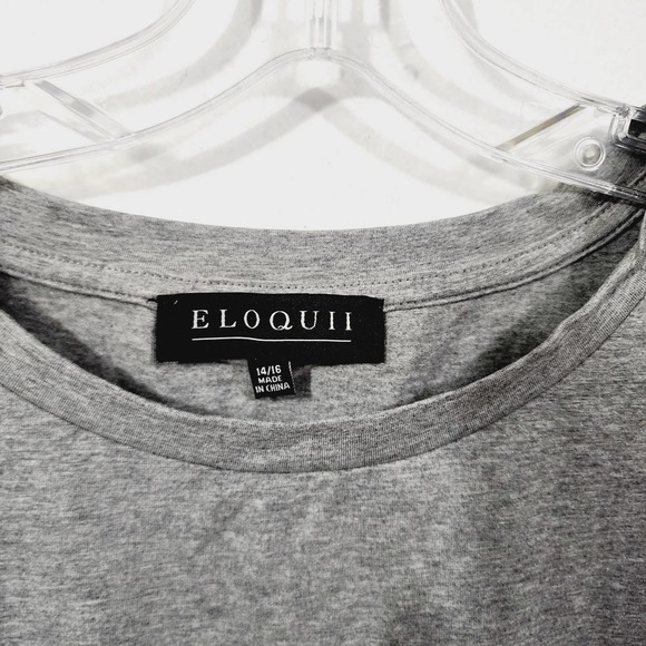 Eloquii Gray Tie Waist Flared Bell Sleeve Shirt Dress Womens Plus Size 14 16 1X - Picture 9 of 15